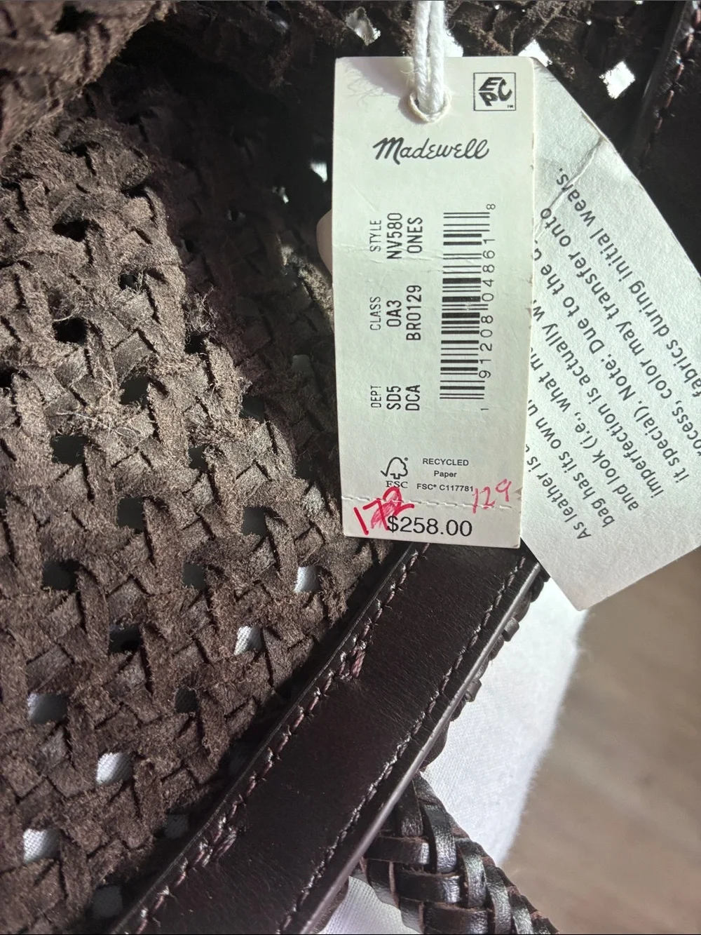 Madewell Open Woven Tote NWT